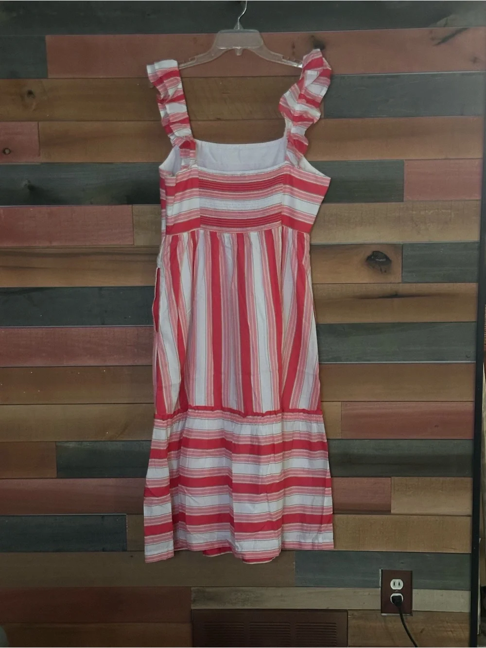 J. CREW | Striped Pink and White 100% Cotton Ruffle Straps